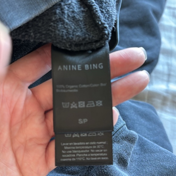 Anine Bing Alec Hoodie White Eagle - Washed Black size small - Picture 4 of 4